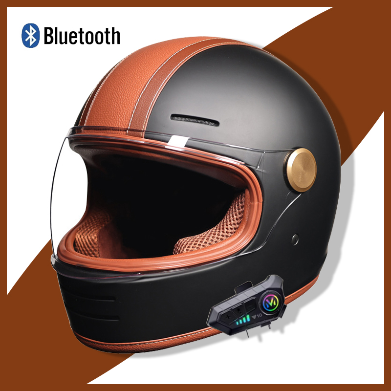 Integraler Retro-Helm mit Blue – Full Face Motorcycle Helmet With Bluetooth Bewertung und Preis